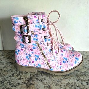 Blowfish Pink Floral Combat Boots
